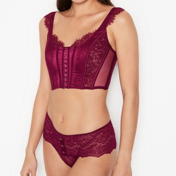 Victoria’s Secret Rouge Pink Dream Angels Lace Unlined Non Wired Corset Bra Top - Picture 1 of 9